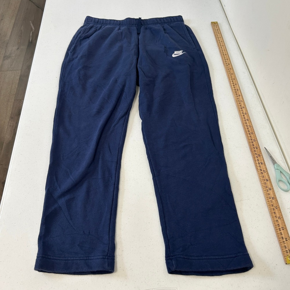 Nike Mens Sportswear Club Fleece Sweatpants Navy Blue Open Hem Size M 7625